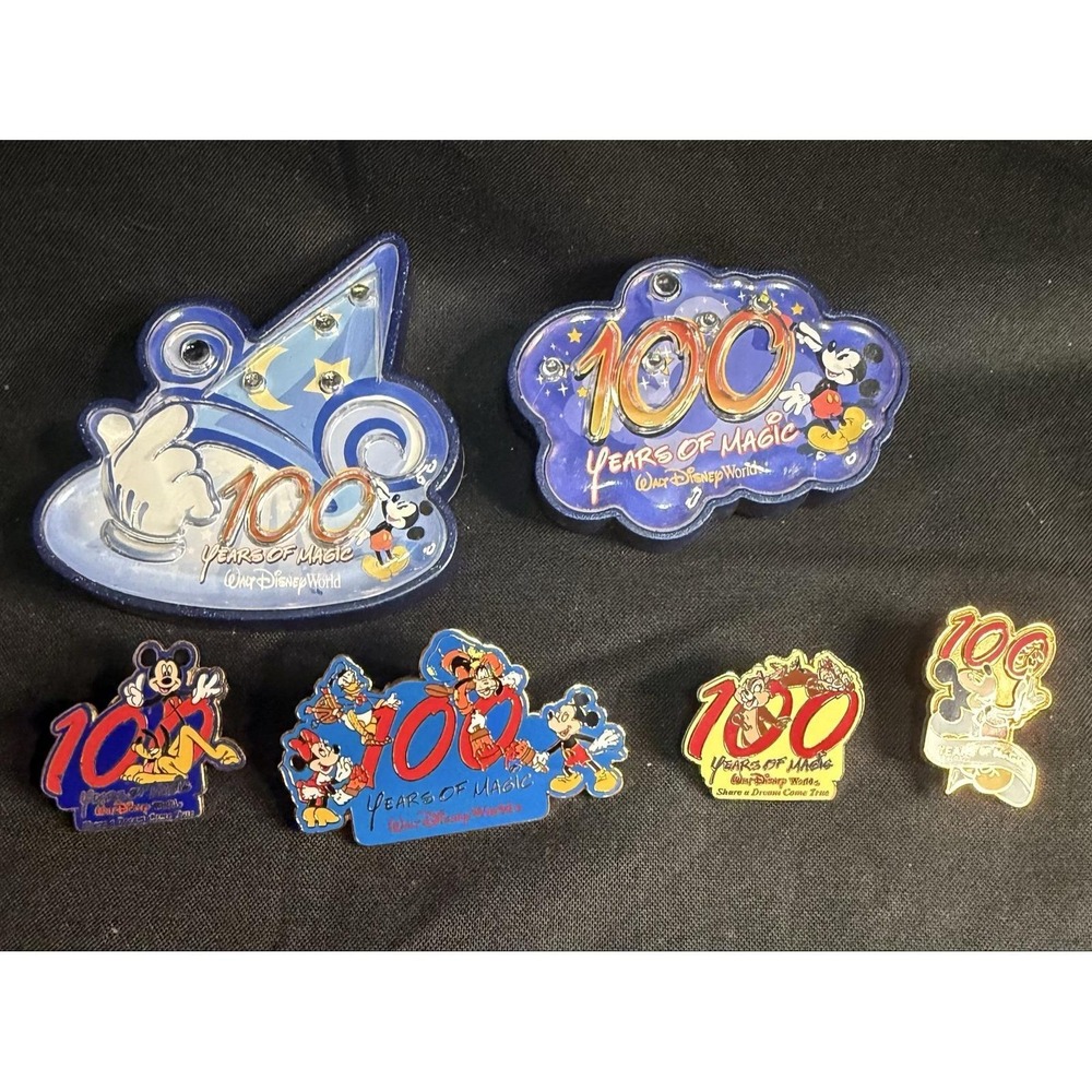 Disney World 100 Years Magic Six Pin Set Mickey Pluto WDW
